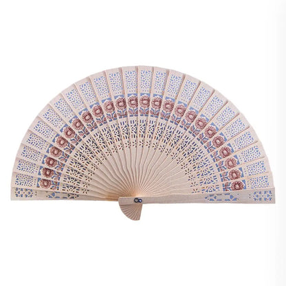 Carved Chinese Style Wooden Folding Fan