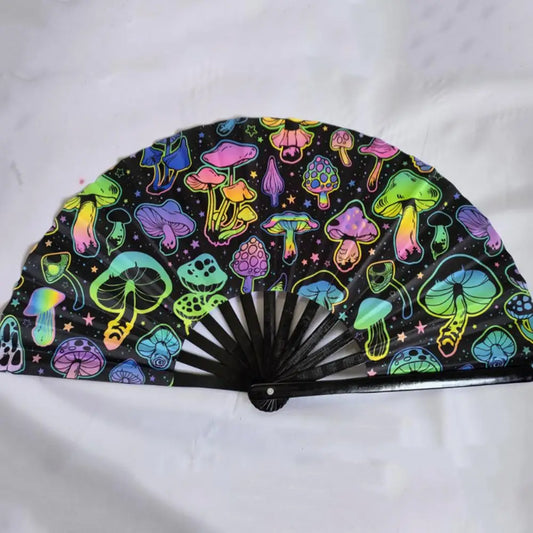 Colorful Rave Vibrant Bamboo Hand Fans f