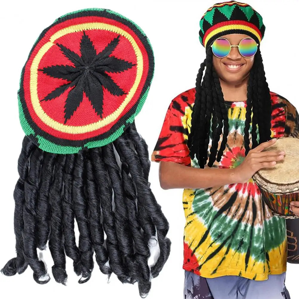 Reggae Hat with Black Dreadlocks