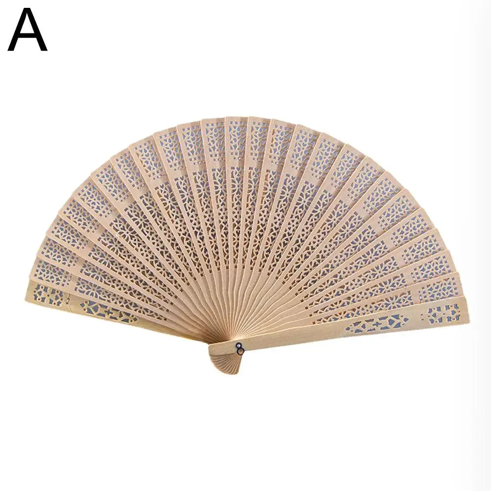 Carved Chinese Style Wooden Folding Fan