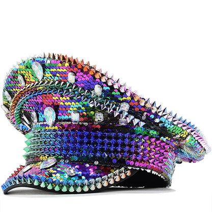 Colourful Sequin Captain Cap