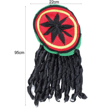 Reggae Hat with Black Dreadlocks