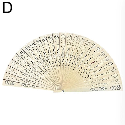 Carved Chinese Style Wooden Folding Fan