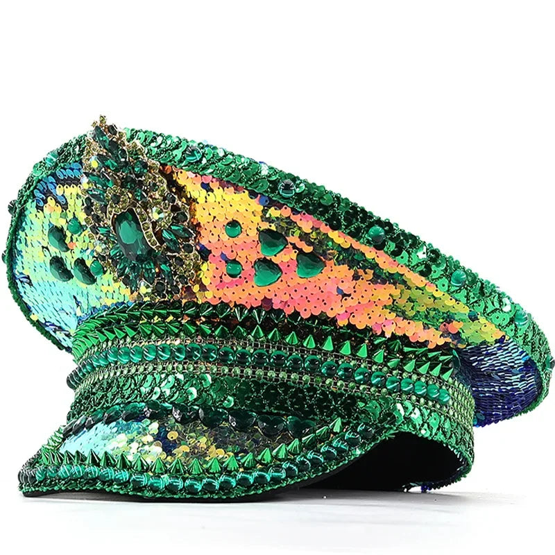 Colourful Sequin Captain Cap