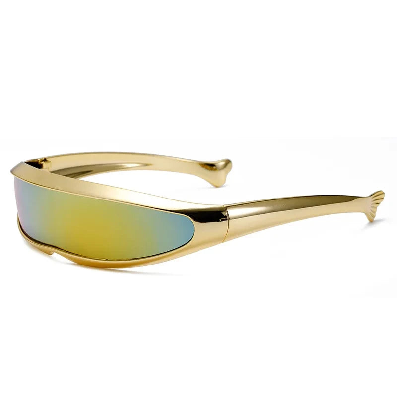 Futuristic One-piece Mirror Personalized Electroplated Sunglasses