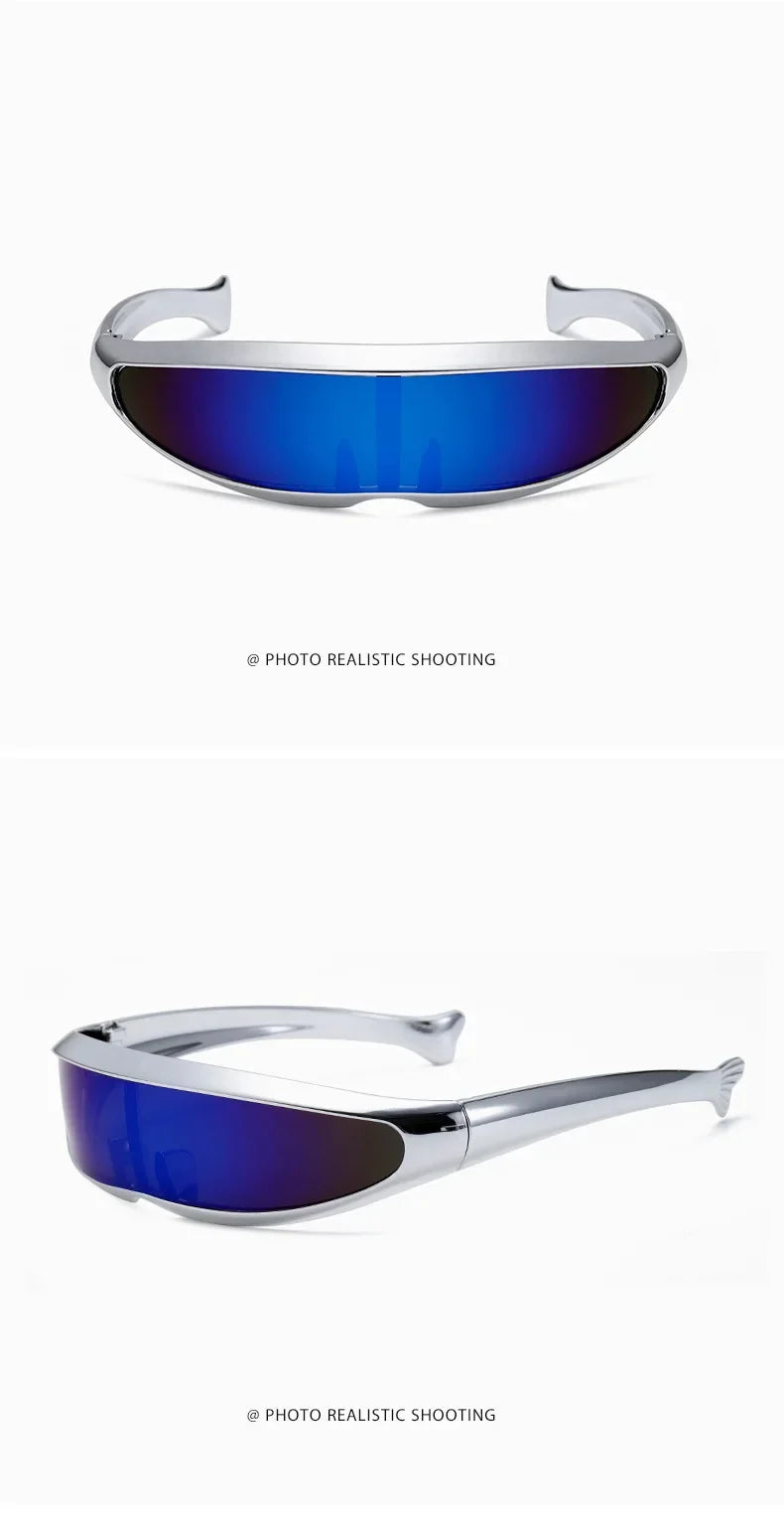 Futuristic One-piece Mirror Personalized Electroplated Sunglasses