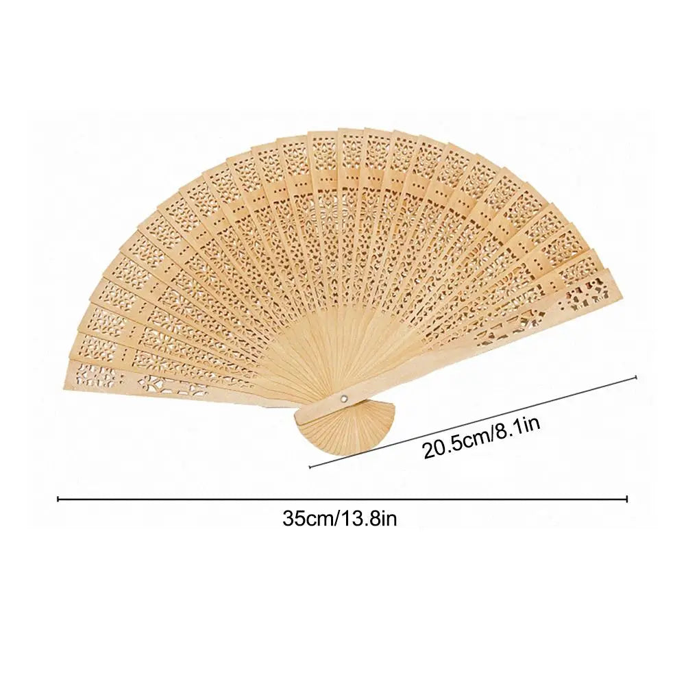 Carved Chinese Style Wooden Folding Fan