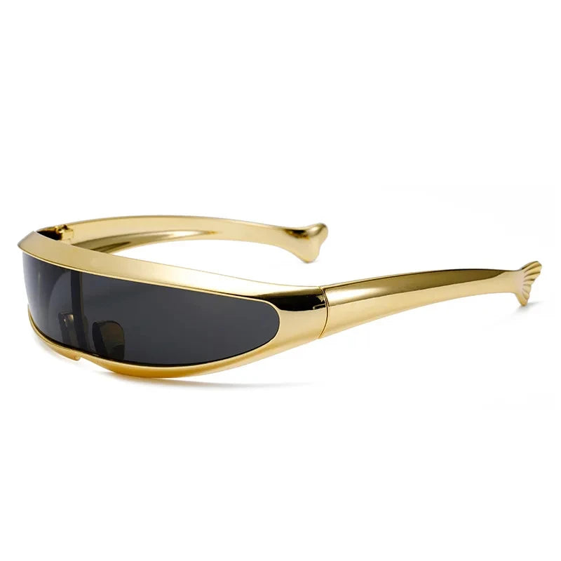 Futuristic One-piece Mirror Personalized Electroplated Sunglasses