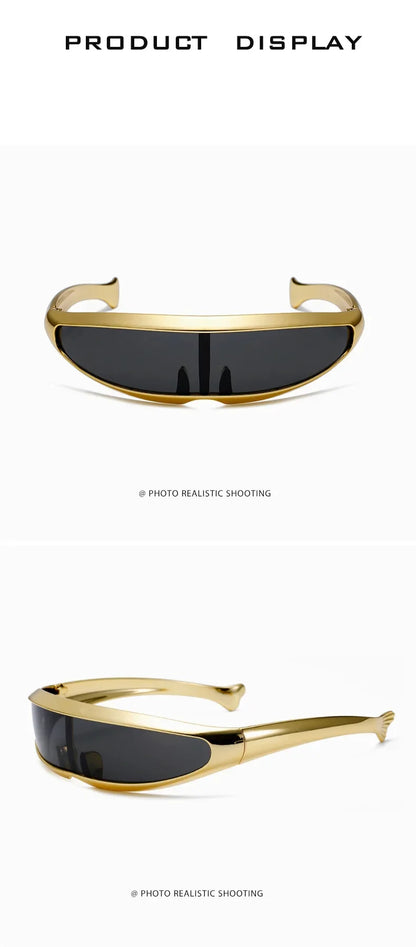 Futuristic One-piece Mirror Personalized Electroplated Sunglasses