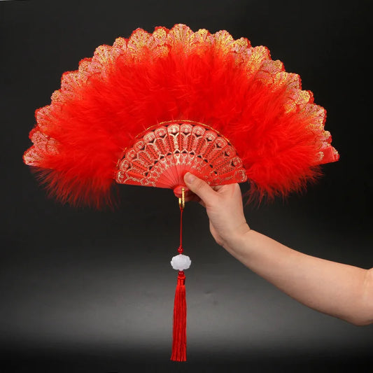 Folding Feather Lace Fans