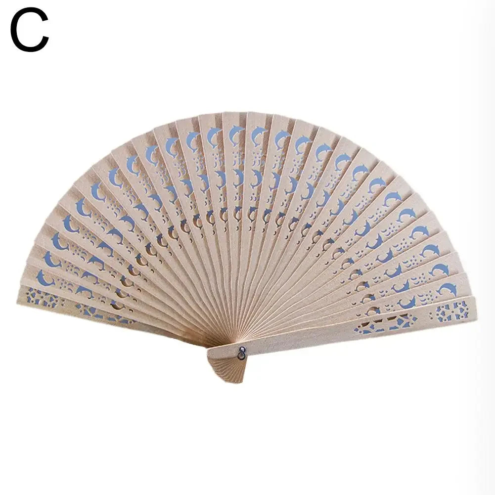 Carved Chinese Style Wooden Folding Fan