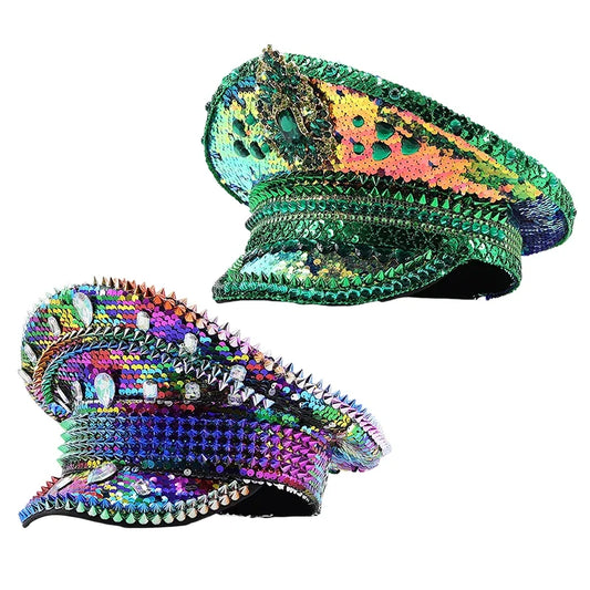 Colourful Sequin Captain Cap