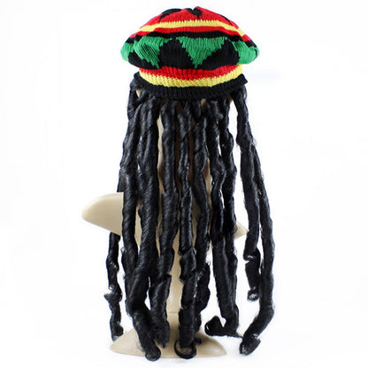 Reggae Hat with Black Dreadlocks