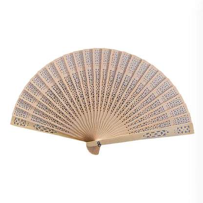 Carved Chinese Style Wooden Folding Fan