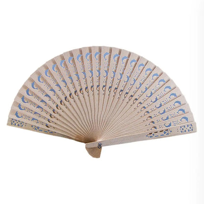 Carved Chinese Style Wooden Folding Fan