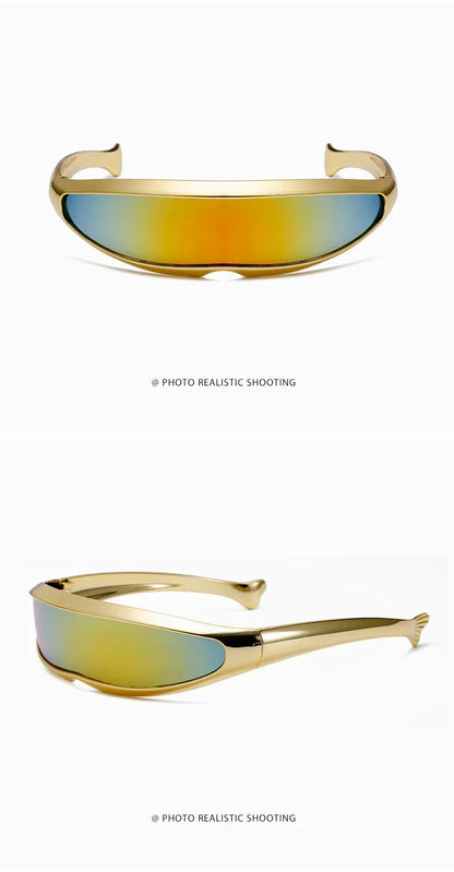 Futuristic One-piece Mirror Personalized Electroplated Sunglasses