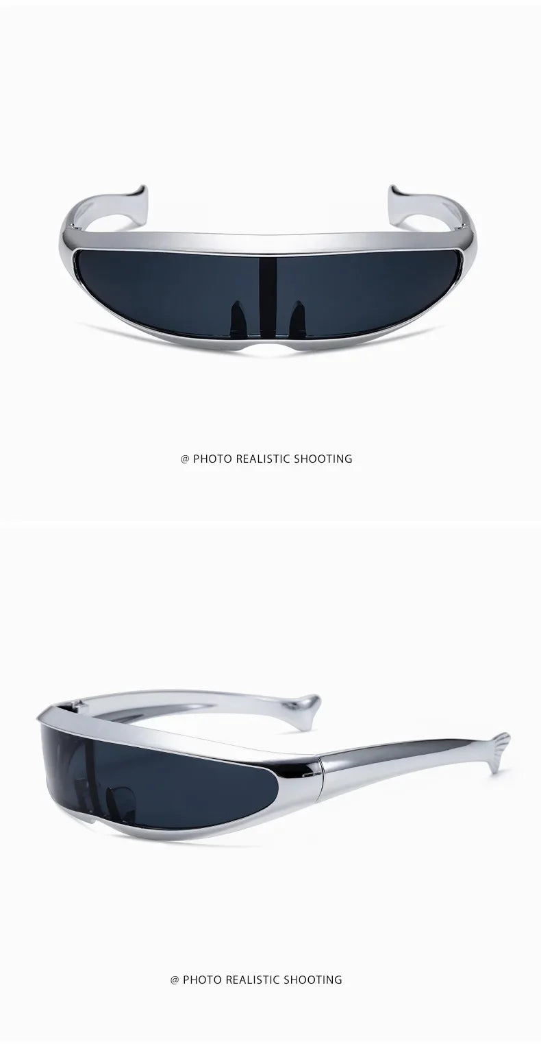 Futuristic One-piece Mirror Personalized Electroplated Sunglasses